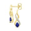 Image 1 : Pear Lab-Created Blue Sapphire Diamond Stud Earrings 1/20 Cttw 10kt Yellow Gold