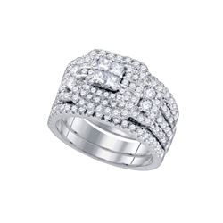 Diamond Cluster Wedding Bridal Ring Set 2.00 Cttw 14kt White Gold