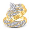 Image 1 : His & Hers Diamond Cluster Matching Bridal Wedding Ring Band Set 1/3 Cttw 10kt Two-tone Gold