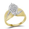 Image 1 : Diamond Oval Marquise-shape Cluster Ring 1/8 Cttw 14kt Yellow Gold