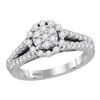 Image 1 : Diamond Flower Cluster Split-shank Ring 3/4 Cttw 14kt White Gold