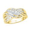 Image 1 : Diamond 5-Stone Crossover Band Ring 1/2 Cttw 10kt Yellow Gold