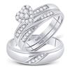 His Hers Diamond Heart Matching Bridal Wedding Ring Band Set 1/3 Cttw 10kt White Gold