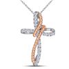 Image 1 : Diamond Rope Cross Pendant 1/5 Cttw 10kt Two-tone Gold