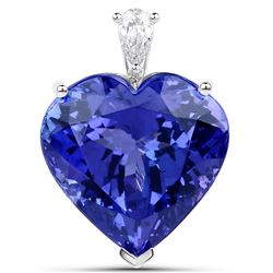 35.27 ctw Tanzanite & Diamond Pendant 18K White Gold - REF-2455N8A