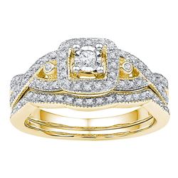 Diamond Twist Bridal Wedding Engagement Ring Band Set 1/4 Cttw 10kt Yellow Gold