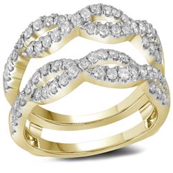 Diamond Wrap Ring Guard Enhancer Wedding Band 3/4 Cttw 14kt Yellow Gold