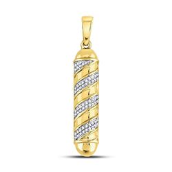 Mens Diamond Barber Pole Striped Charm Pendant 1/6 Cttw 10kt Yellow Gold