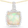 Image 1 : 3.12 ctw Ethiopian Opal & Diamond Pendant 14K Yellow Gold - REF-70W4M