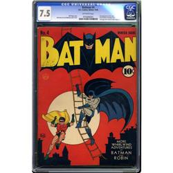 Batman #4 (DC, 1940) CGC VF- 7.5 Off-white pages. The b Batman #4 (DC, 1940) CGC VF- 7.5 Off-white p