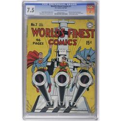 World's Finest Comics #7 (DC, 1942) CGC VF- 7.5 Off-whi World's Finest Comics #7 (DC, 1942) CGC VF- 