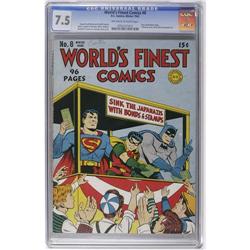 World's Finest Comics #8 (DC, 1942) CGC VF- 7.5 Off-whi World's Finest Comics #8 (DC, 1942) CGC VF- 