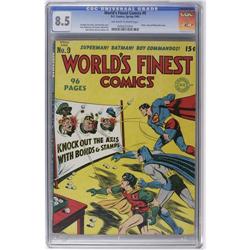 World's Finest Comics #9 (DC, 1943) CGC VF+ 8.5 Off-whi World's Finest Comics #9 (DC, 1943) CGC VF+ 
