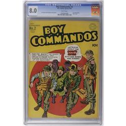 Boy Commandos #2 (DC, 1943) CGC VF 8.0 White pages. Joe Boy Commandos #2 (DC, 1943) CGC VF 8.0 White