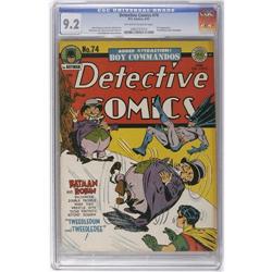 Detective Comics #74 (DC, 1943) CGC NM- 9.2 Off-white t Detective Comics #74 (DC, 1943) CGC NM- 9.2 