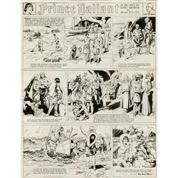 Hal Foster - Prince Valiant Sunday Comic Strip Original Hal Foster - Prince Valiant Sunday Comic Str