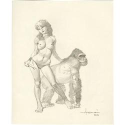 Mike Hoffman - Jungle Girl with Ape Illustration Art Mike Hoffman - Jungle Girl with Ape Illustratio