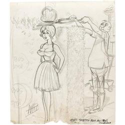 Bill Ward Calendar Preliminary Sketch Original Art Bill Ward Calendar Illustration Preliminary Sketc