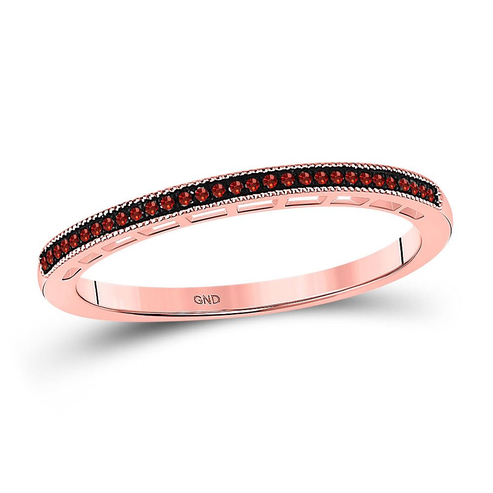 Red Color Enhanced Diamond Slender Wedding Anniversary Band 1/12 Cttw ...