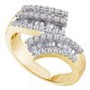 Image 1 : Round Baguette Diamond Bypass Band 7/8 Cttw 14kt Yellow Gold