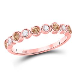 Round Brown Diamond Band Ring 1/3 Cttw 10kt Rose Gold