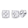 Image 1 : Diamond Square Cluster Earrings 1/4 Cttw 14kt White Gold