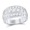 Image 1 : Mens Diamond Triple Row Band Ring 2-1/3 Cttw 14kt White Gold