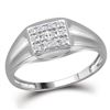 Image 1 : Mens Diamond Square Cluster Ring 1/8 Cttw 10kt White Gold
