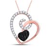 Image 1 : Round Black Color Enhanced Diamond Heart Pendant 1/4 Cttw 10kt Rose Gold