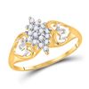 Image 1 : Round Prong-set Diamond Cluster Heart Mom Ring 1/6 Cttw 10kt Yellow Gold