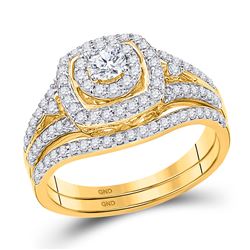 Diamond Bridal Wedding Engagement Ring Band Set 3/4 Cttw 14kt Yellow Gold