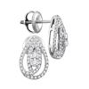 Image 1 : Diamond 2-stone Teardrop Stud Earrings 1/4 Cttw 10kt White Gold