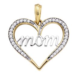 Diamond Mom Mother Heart Anniversary Pendant 1/8 Cttw 10k Yellow Gold