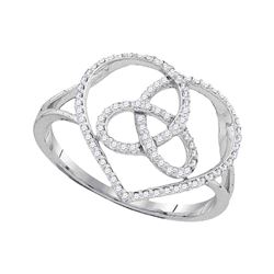 Diamond Heart Triquetra Trinity Ring 1/6 Cttw 10kt White Gold
