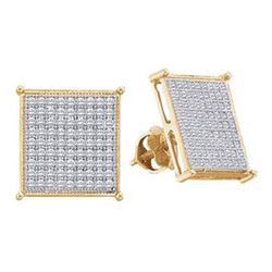 Diamond Square Cluster Screwback Earrings 1/2 Cttw 10kt Yellow Gold