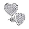 Image 1 : Diamond Heart Cluster Screwback Earrings 1/4 Cttw 10kt White Gold