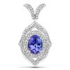 Image 1 : 4.55 ctw Tanzanite & Diamond Pendant 14K White Gold - REF-313A6M