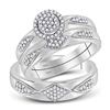 Image 1 : His & Hers Diamond Cluster Matching Bridal Wedding Ring Band Set 1/3 Cttw 10kt White Gold