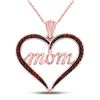 Image 1 : Red Color Enhanced Diamond Mom Heart Mother's Day Pendant 1/12 Cttw 10k Rose Gold