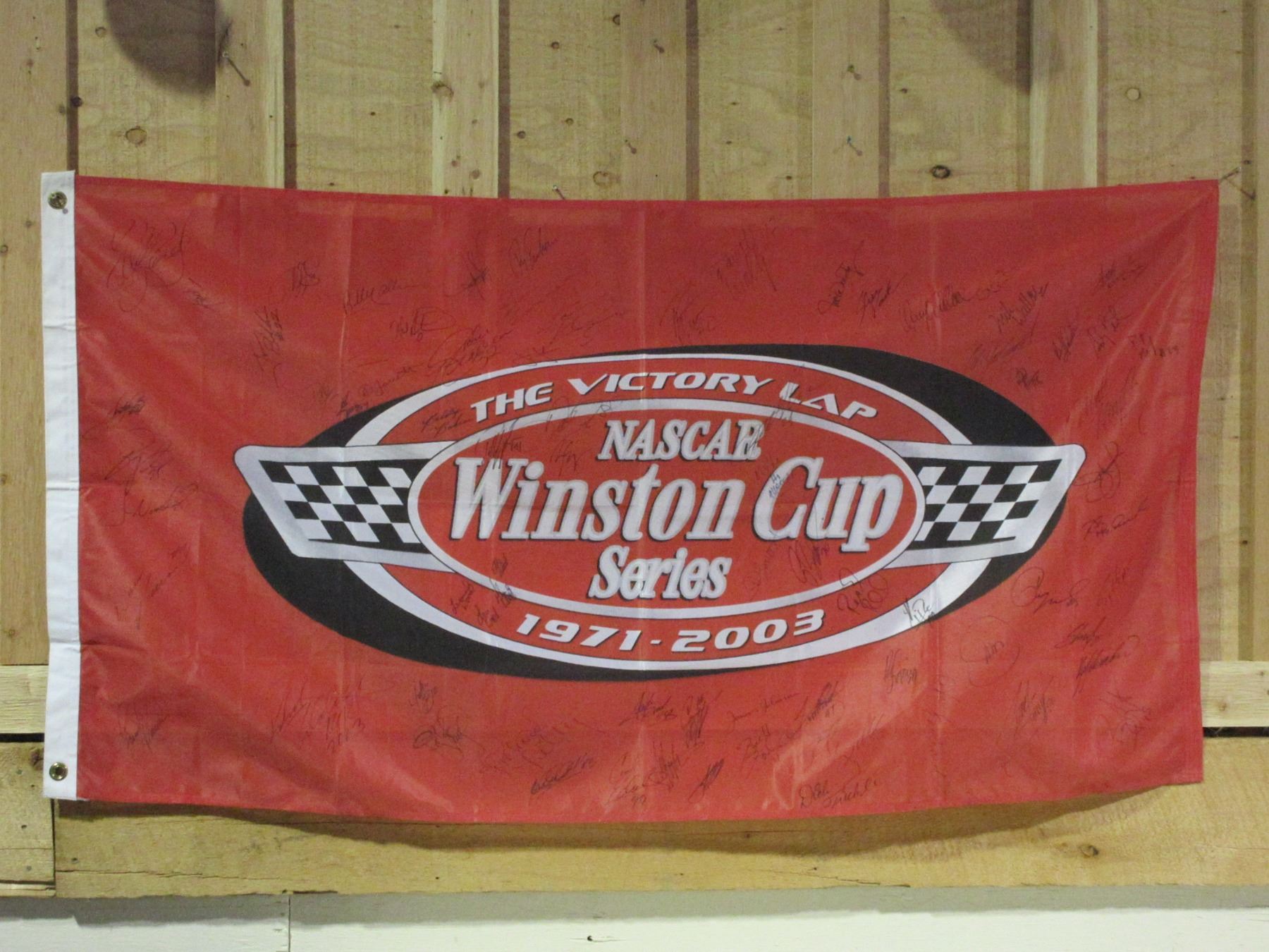Signed Nascar Winston Cup Series Banner 73 Signatures 61" X 32