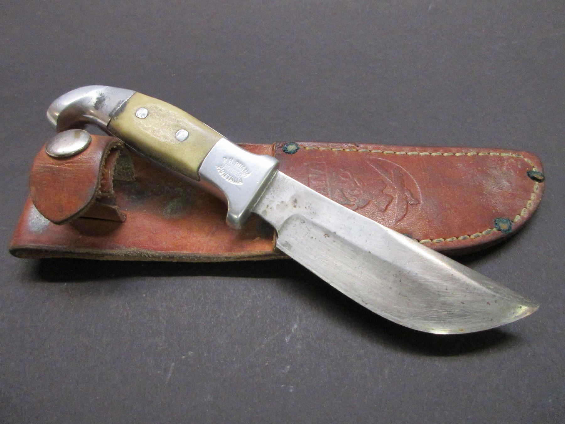 Marked RH Ruana Bonner Montana Knife Original Sheath 4" Blade 3.5