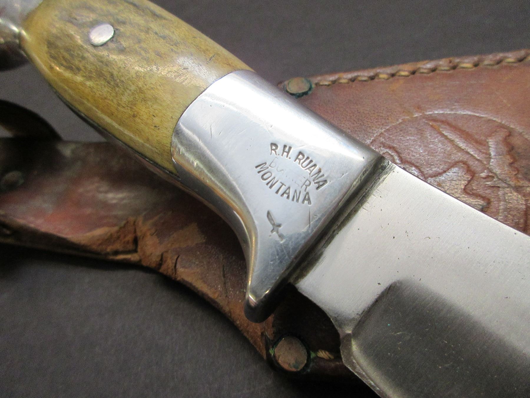 Marked RH Ruana Bonner Montana Knife Knife Stamped Single Pin