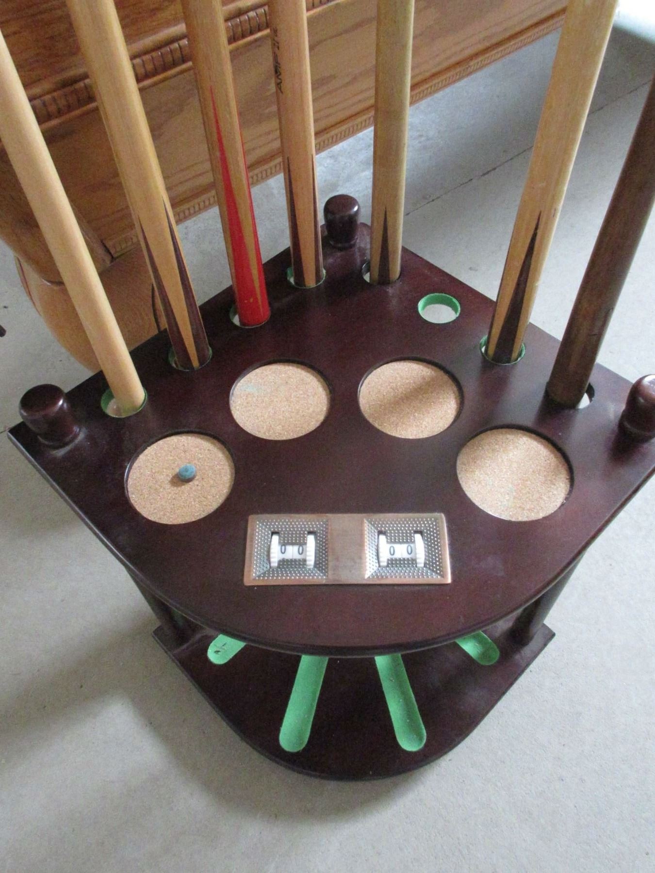 8' 2" X 4' 7" Pool Table 2 Sets of Balls 2 Racks 10 Cues 1 Bridge