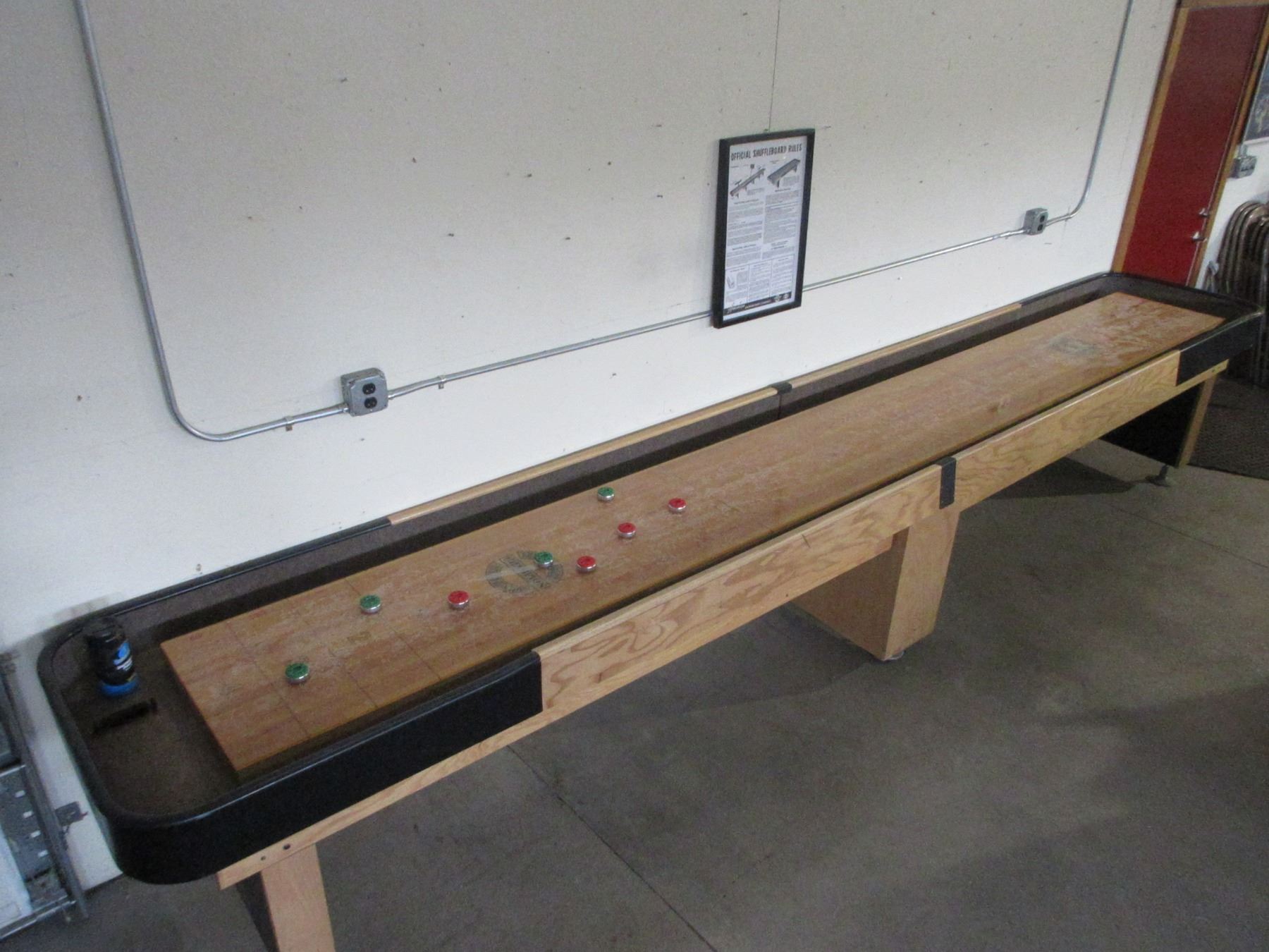 16' X 30" Shuffle Board Table 8 Weights Extra Sand Brush Framed Rules