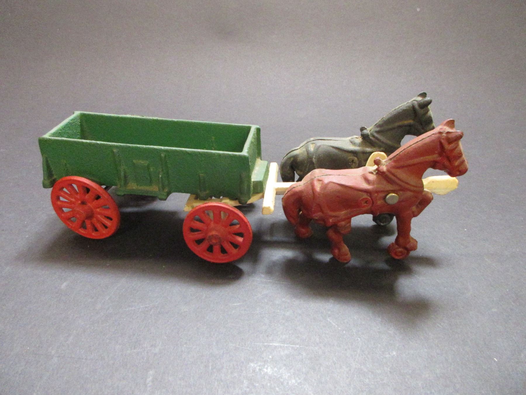 Cast Iron Toy Horse Drawn Wagon 11"L X 3"W