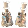 Image 1 : 19thc Pair of German Contra Boehme Porcelain Fairing Candle Holders, Welch Tea Party