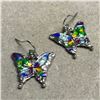 Image 3 : Butterfly Multi-color Enameled Hook Earrings