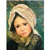 Image 1 : Little Peasant Girl Oil on Board Painting