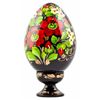 Image 1 : Ukrainian Handpainted Wooden Floral Motif Egg On Stand