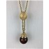 Image 2 : Givenchy Paris Designer Gold-Tone & Brown Lucite Pendant Necklace